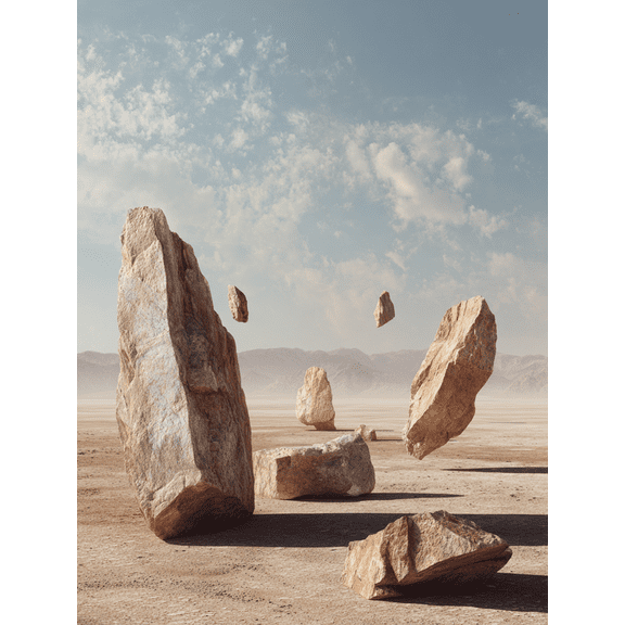 Floating Rocks Abstract Canvas Wall Art Modern Decor for Living Room Bedroom Dining Room Office Hotel Lobby