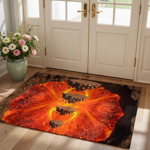 Floating Rocks Area Rug 2'x3', Non-Slip Washable Rectangle Door Mat Indoor Carpet for Living Room Bedroom Kitchen