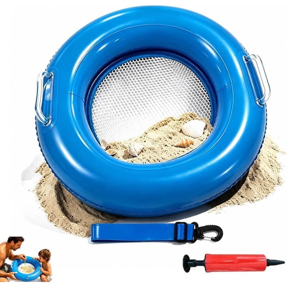 Floating Sand Sifter with Air Pump Action for Summer Beach Treasure Hunts – Shark Tooth Finder & Metal Detector Tool for Fossil Collection, Shell Excavation, and Paleontology Digging on Vacation