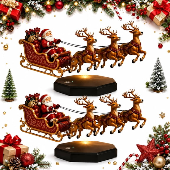 Floating Santa Sleigh,Magnetic Levitation Santa's Flying Sleigh Ornament