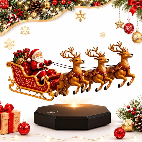 Floating Santa Sleigh,Magnetic Levitation Santa's Flying Sleigh Ornament