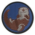 thumbnail image 1 of Floating Sea Otter Applique Multi-Color Embroidered Iron-On Patch - 3.5 Inch Large, 1 of 5