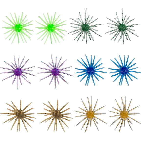 Floating Sea Urchin Lures for Bass Fishing, Creature Baits | 12/25/50 Pcs PET Tentacle Baits With Reflective Glitter, Soft Fishing Lures for Drop Shot, Wacky Rig & Ned Rig