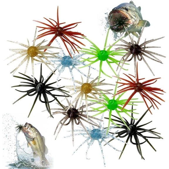 Floating Sea Urchin Soft Bait, 12 Pack 2.36 in Tentacle Creature Lure for Trout Bass Crappie, Lifelike Freshwater Saltwater Fishing Lures