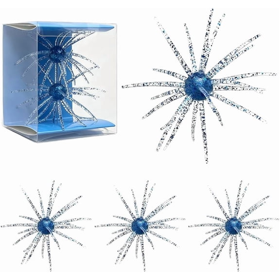 Floating Sea Urchin Soft Bait, 4 Pack 4.33 in TPR Creature Lure with Reflective Stars, Lure Bait for Black Pits, Bass Fishing Drop Shot Wacky Rig Neko Rig