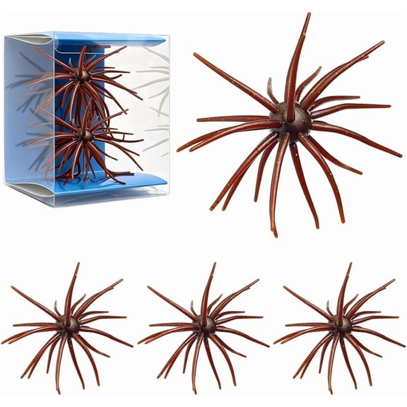 Floating Sea Urchin Soft Bait, 4 Pack 4.33 in TPR Creature Lure with Reflective Stars, Lure Bait for Black Pits, Bass Fishing Drop Shot Wacky Rig Neko Rig