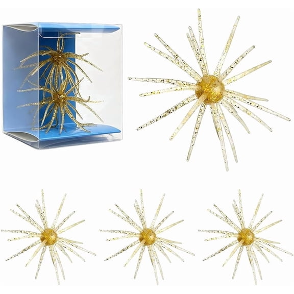 Floating Sea Urchin Soft Bait, 4 Pack 4.33 in TPR Creature Lure with Reflective Stars, Lure Bait for Black Pits, Bass Fishing Drop Shot Wacky Rig Neko Rig