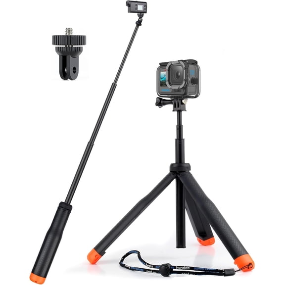 Floating Selfie Stick Underwater Hand Grip for GoPro Hero 13, 12, 11, 10, 9, 8, Ace Pro 2, DJI OSMO Action 6 5 Pro 4 3 and Most Action Cameras Waterproof Tripod Extendable Monopod