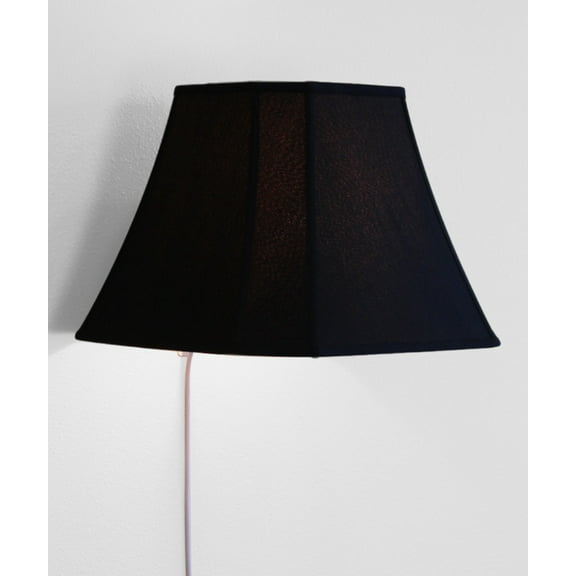 Floating Shade Plug-In Wall Light Black Fabric/Gold Liner 9x16x12