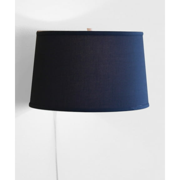 Floating Shade Plug-In Wall Light Shallow Drum Hard Back Textured Slate Blue