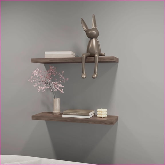 Minimalist Rustic Floating Shelf, 31.5” Wide Space-Saving Recessed | Walnut Brown | Particle Board