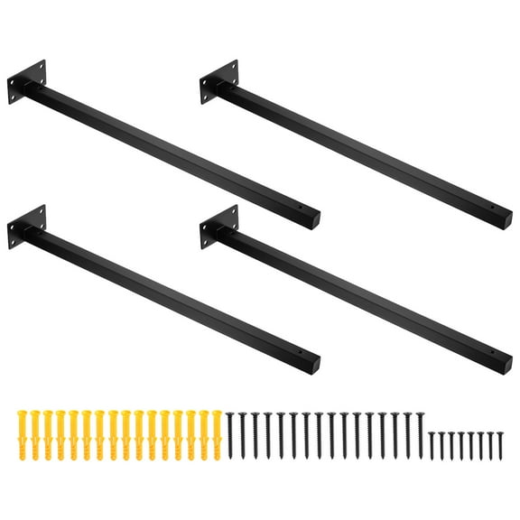 Floating Shelf Bracket,4 Pack 20 Inch Iron Hidden Wall Mounted Shelf Supports (Black)