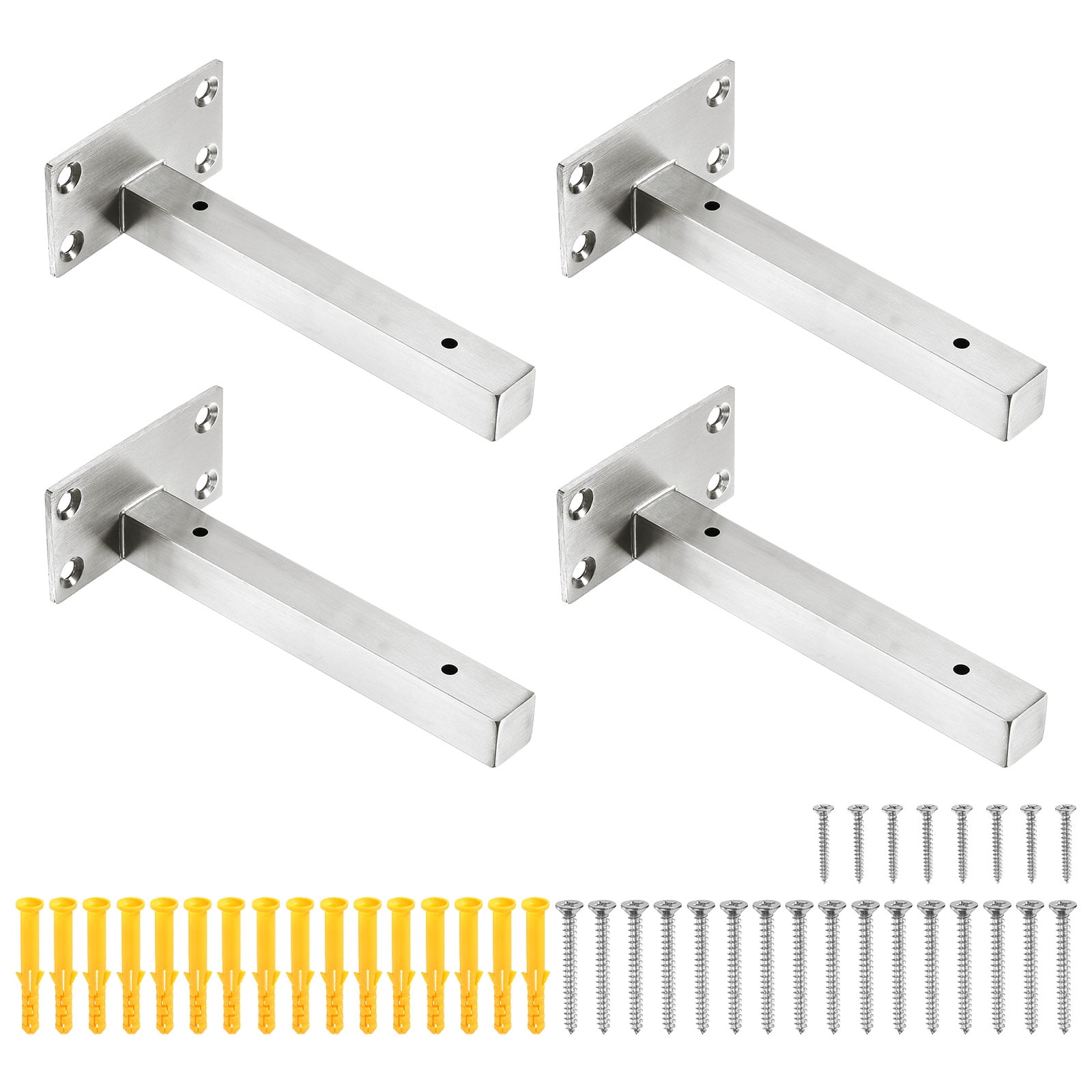 Floating Shelf Bracket, 4 Pack 6 Inch Stainless Steel Hidden Wall Mounted Shelf Supports