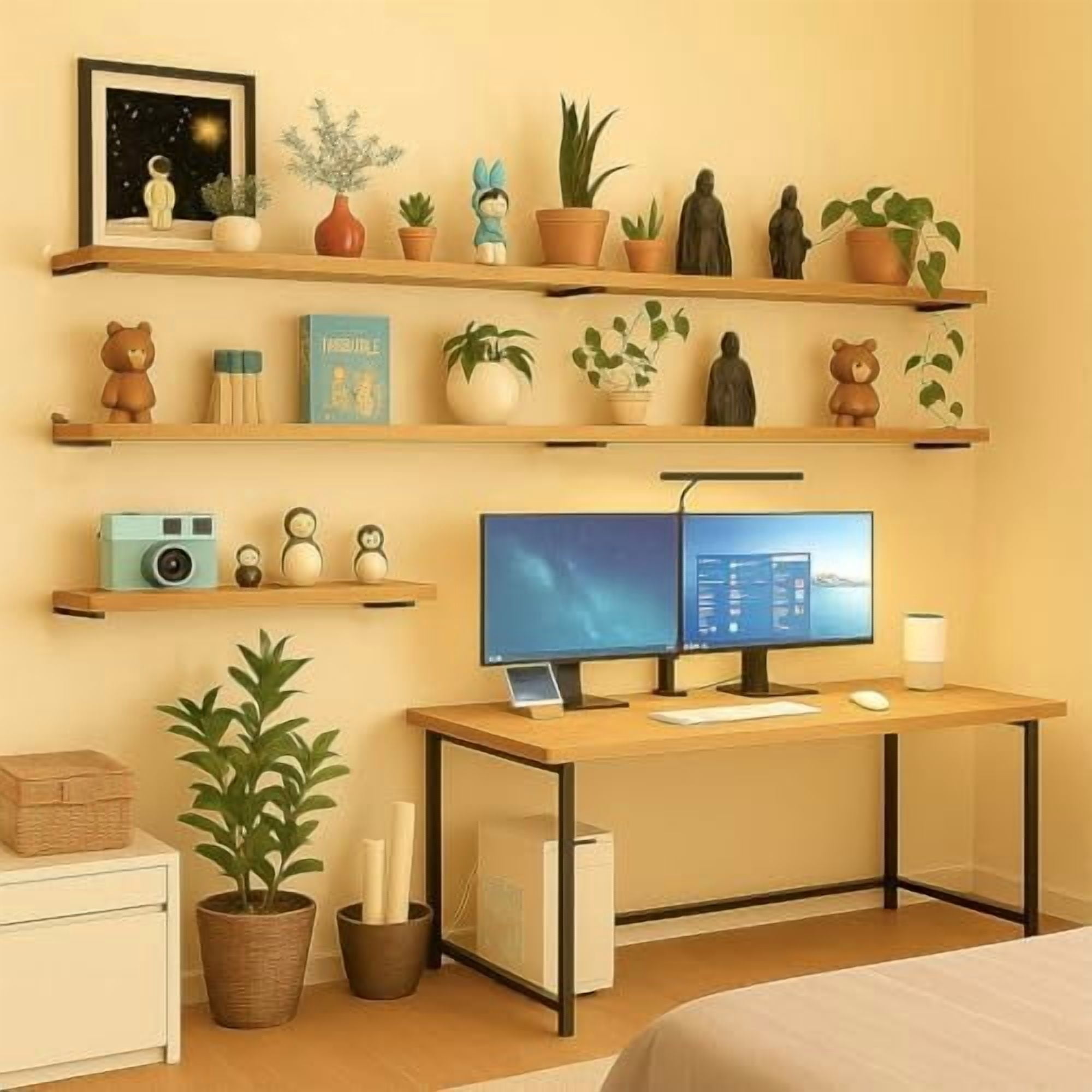 Floating Shelf Bracket 8 Inch of 8 Pack Heavy Duty Shelf Brackets Black Coated Metal L Bracket Wall Shelf Support DIY Brackets with 1/5 Inch Thick and 160 LBS Load Capacity