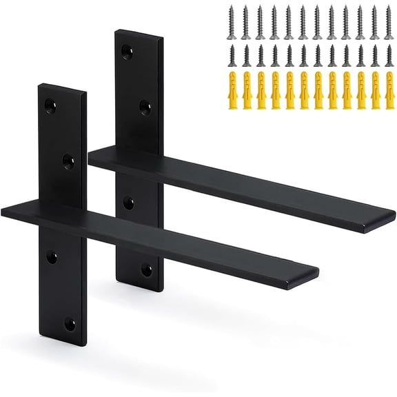 Floating Shelf Bracket Heavy Duty Free Hanging Countertop Support Bracket 2 Pack 10" Lx2 W Hidden Shelf Bracket for Floating Wall Countertops, Bars, Desks, Bench Seats, Vanities, Mantels