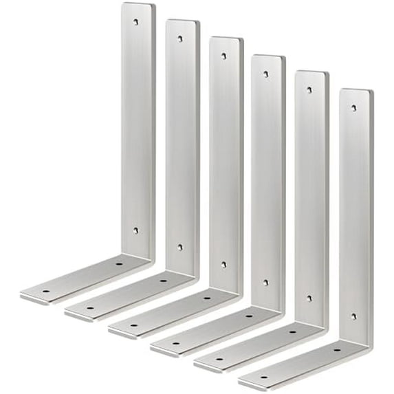 Floating Shelf Bracket Stainless Steel 6 Inch, 6 Pack Heavy Duty Shelf Brackets, Wall Shelf Bracket for DIY Decorative with Mounting Hardware