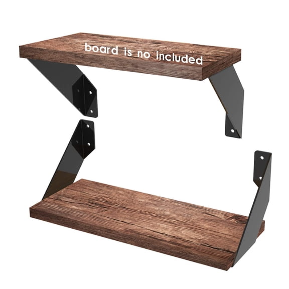 Floating Shelf Brackets 6 Inch for 6-8 Inch Board Flat Angle Curved Decorative Shelf Brackets Heavy Duty Floating Industrial Shelves L Brackets Rustic Farmhouse Black (4-Pack Hardware Only)