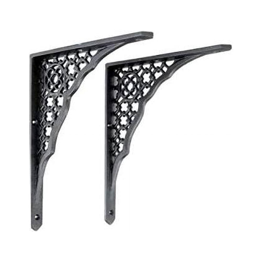 Floating Shelf Brackets Pair 7 In. X 83/4 In. Black Aluminum Victorian