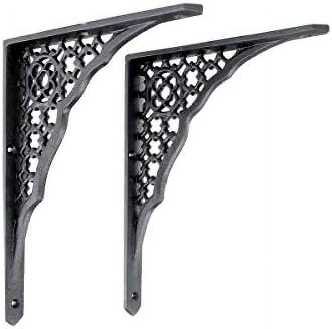 Floating Shelf Brackets Pair 7 In. X 83/4 In. Black Aluminum Victorian