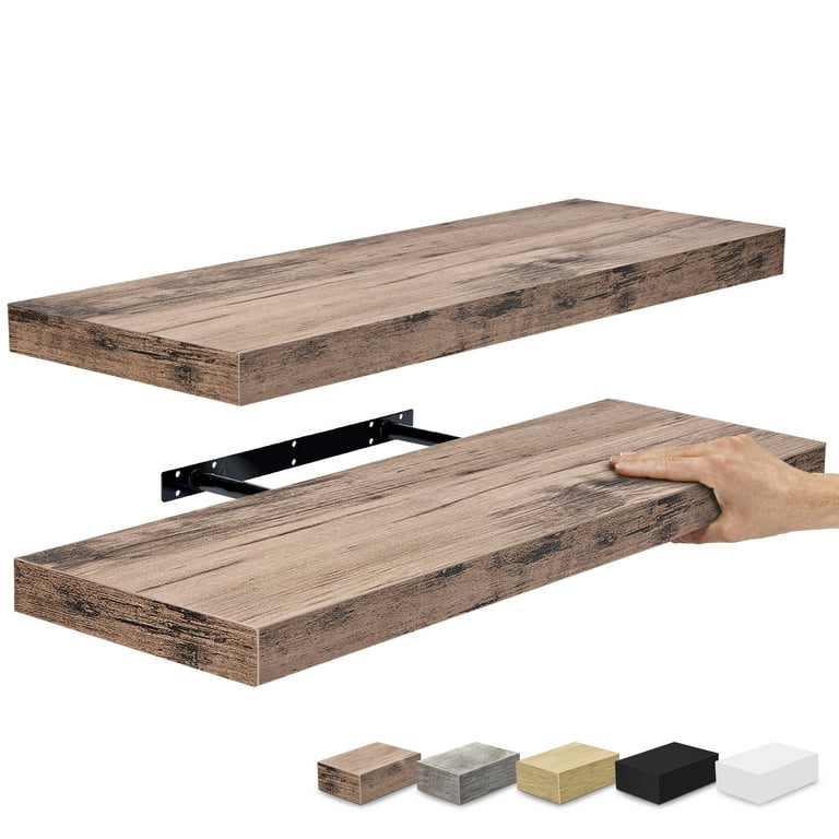 Extra long wood floating shelves discount