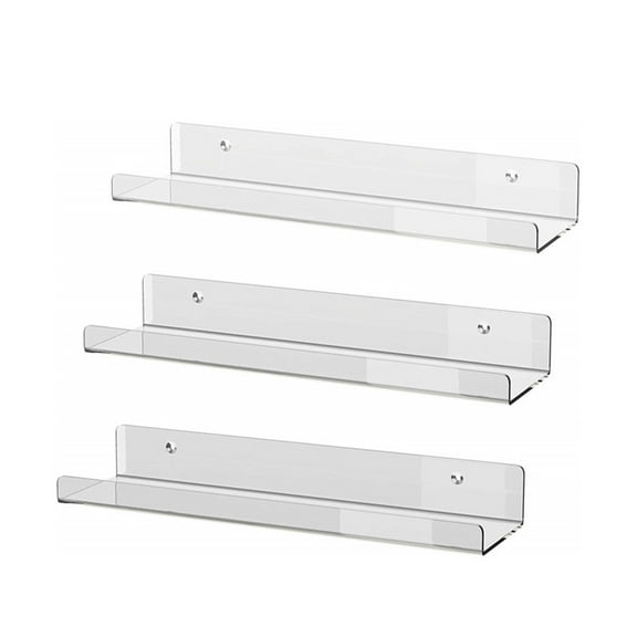 Floating Shelf Holds Easy Tool Free Dry Wall Installation Flat Retail Packaging Clear Acrylic Book Photo Display Rack Holder Wall Mount Shelf Bathroom Organizer