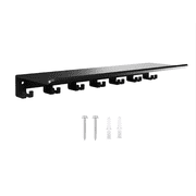 Floating Shelf With Hooks, 15 x 6.2 x 2 in Metal Wall Mount Shelf, Tonal Accessory Shelf, Home Gym Storage Organizer, Wall-Mounted with 7 Double Hooks, Black