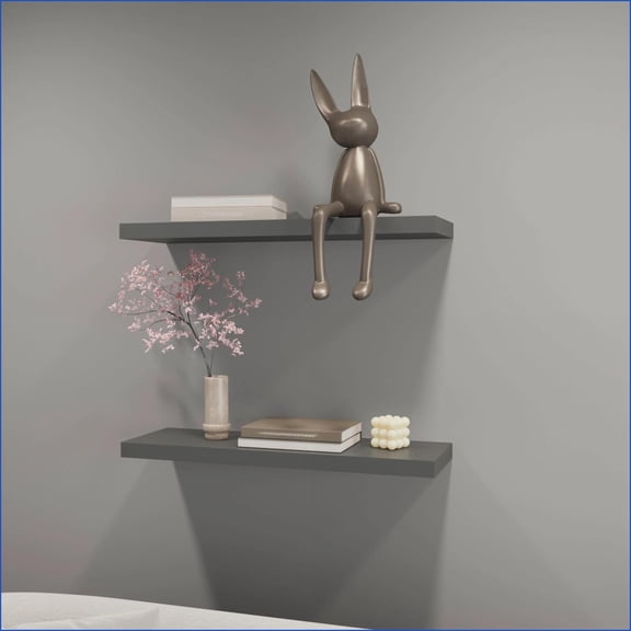 Floating Shelf, Modern Minimalist Matte Slate Gray 31.5 Recessed | Particle Board | Primary Living Space