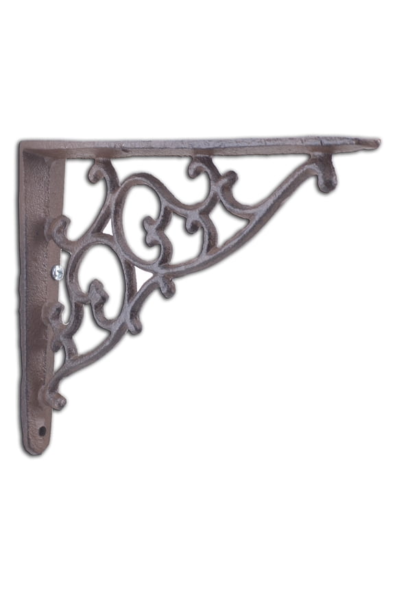 Floating Shelf Wall Bracket Ornate Scrolling Rust Brown 7.125" Deep Cast Iron Brace by Flag Emotes