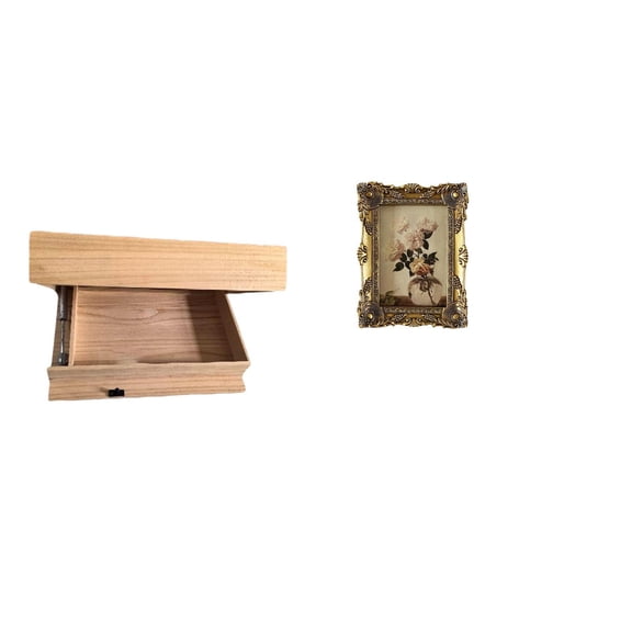 Floating Shelf Wall Mounted Drawer Picture Frame Wood Construction for Home Dorm Room Decor