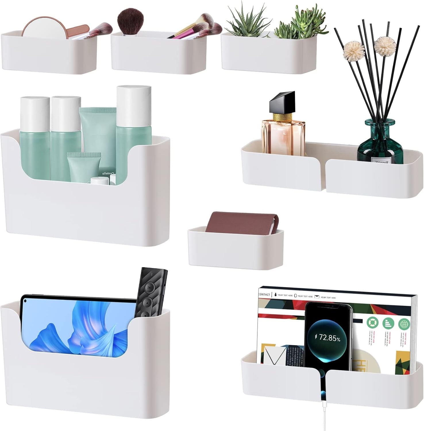 Floating Shelf Wall Mounted Non-Drilling Adhesive Bathroom Organizer ...