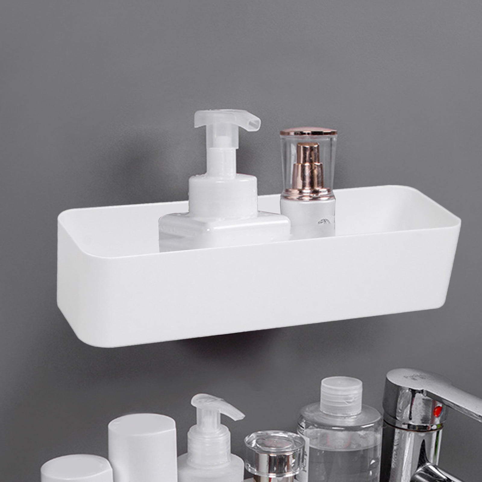 Floating Shelf Wall Mounted Plastic Storage Organizer Bin, Makeup ...