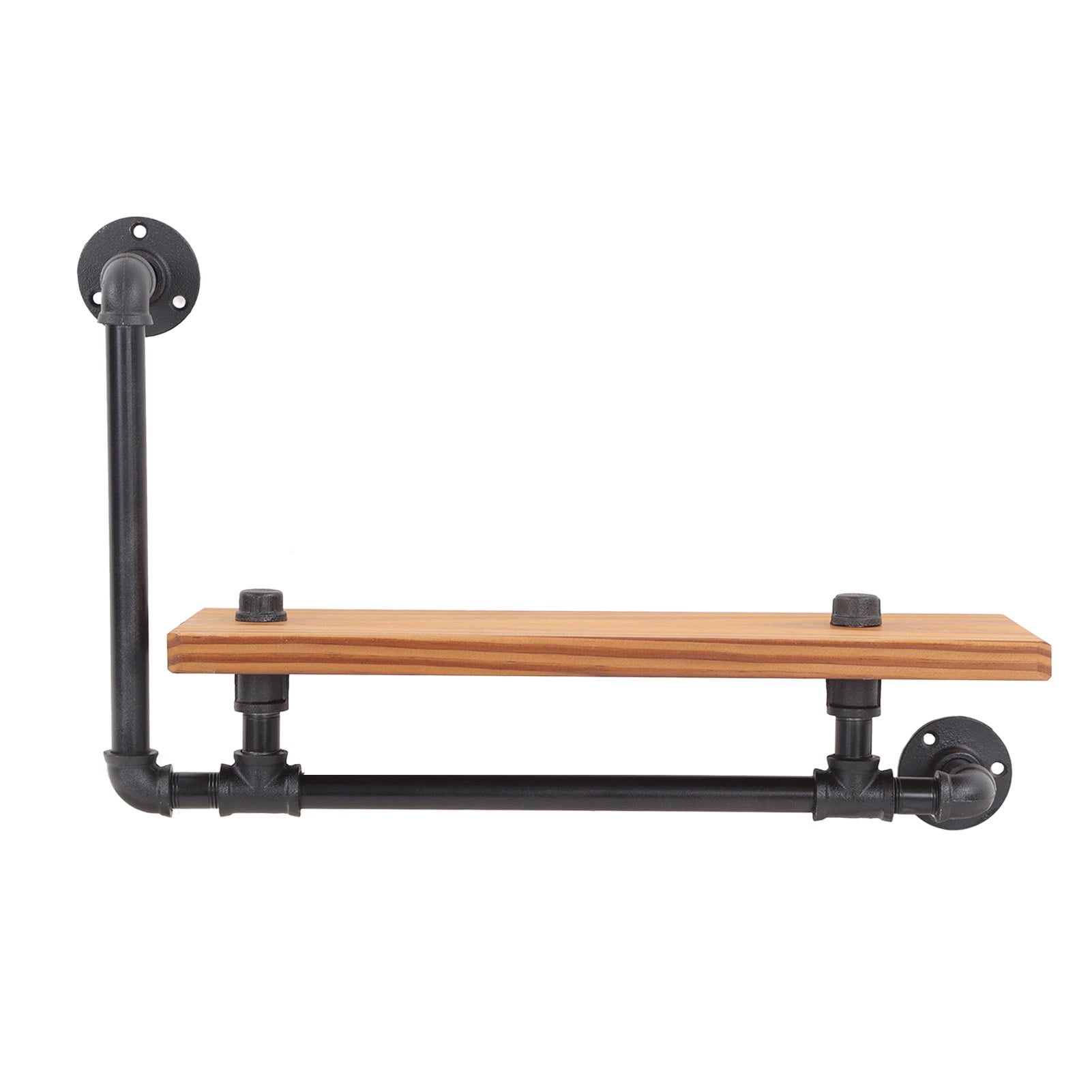 Floating Shelf, Wall Mounted Shelf Wood Board Wrought Iron Pipe Retro