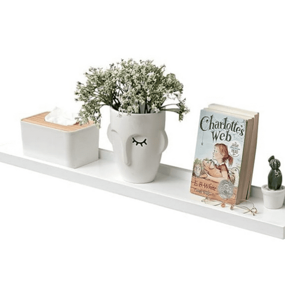 Floating Shelf White Oak Wood Wall Shelves 36 Inch (Upgrade Width 6"), Display Picture Ledge Shelf for Bedroom Living Room Bathroom Office Kitchen Wall Storage Shelves