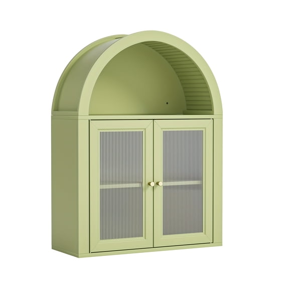 Floating Shelf with Black Glass, for kitchens, Medicine Cabinet with Arched Top, Bathroom Wall