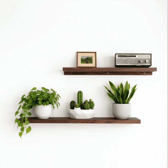 Kawind Home Solid Wood Floating Shelves Set of 2, 3 Ft Wall Mounted Shelves, Dark Walnut, Rustic Farmhouse Decor