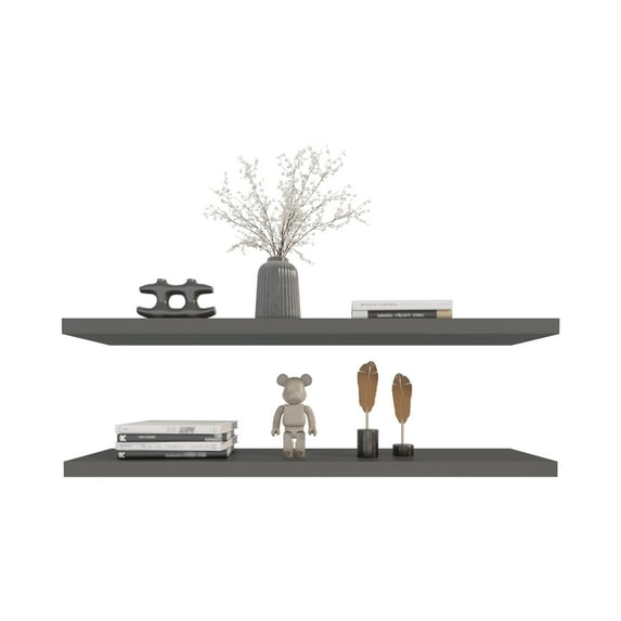47.3" Grey Floating Shelves (Set of 2) - Modern Wall Shelves for Home & Office Five
