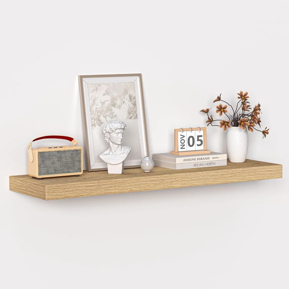 Floating Shelves - 10.2 Inch Deep Wall Shelf for Decor & Storage - Wall Mounted Display Shelving with Invisible Heavy-Duty Metal Bracket - 36"x 10.2"x1.8" 1Pack, Oak