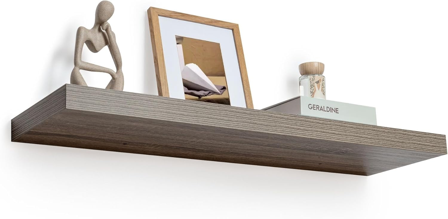 Floating Shelves - 10.23 Inch Deep Wall Shelf for Decor & Storage - Wall Mounted Display Shelving with Invisible Heavy-Duty Metal Bracket - 36" W x 10.23" D x 1.8" H - Set of 1 - Rustic Grey