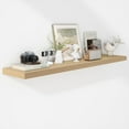 thumbnail image 1 of Floating Shelves - 12 Inch Rustic Wooden Wall Shelves - Extra Deeper & Thicker Wall Mounted Storage Shelf for Living Room, Kitchen, Farmhouse - 55" W x 12" D x 1.8" H - Oak, 1 of 14