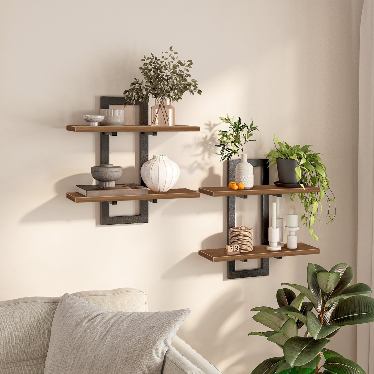 Bl Shelf Floating Shelves, 15 Inch Wall Shelf Set of 2, Wall Mounted Storage ...