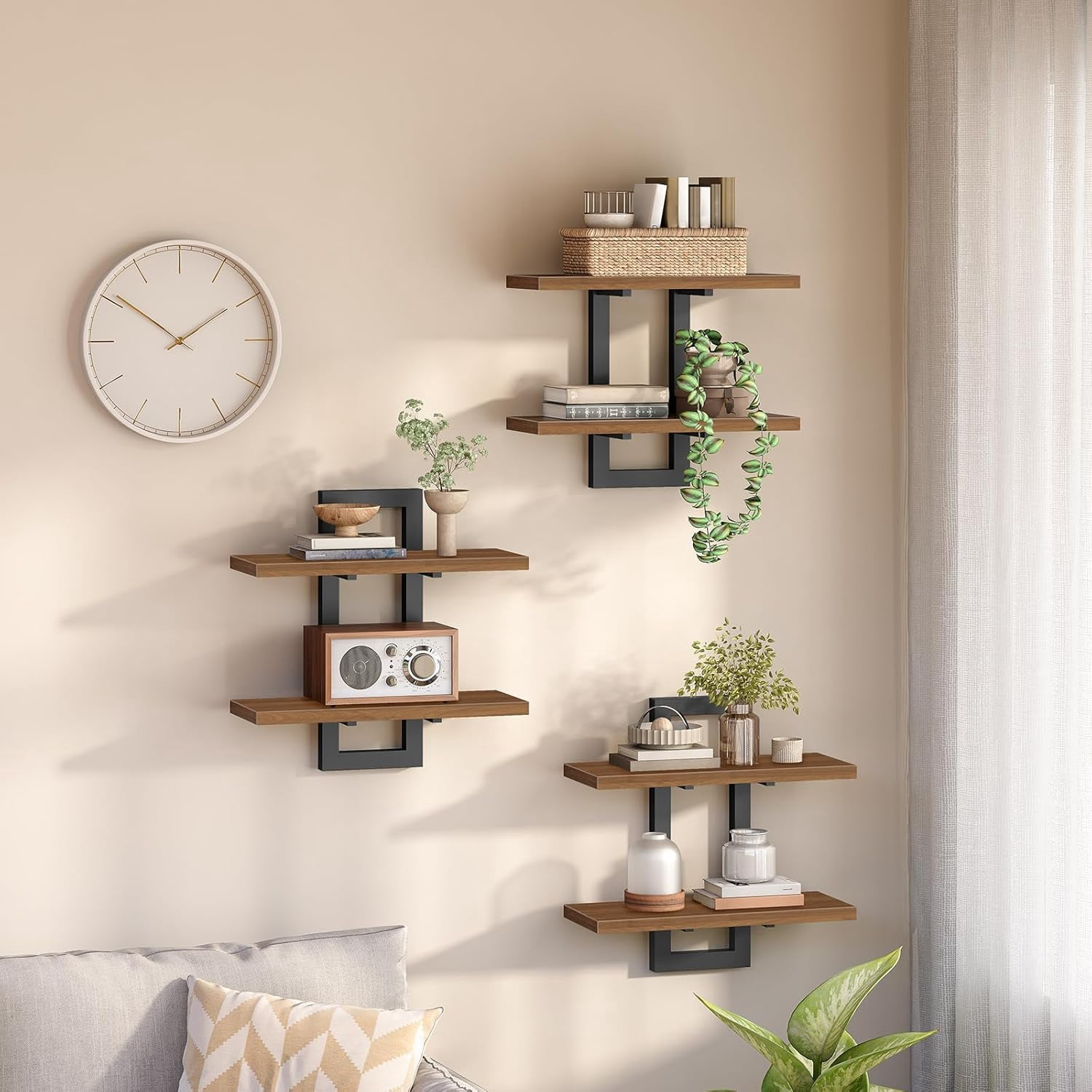 Bl Shelf Floating Shelves, 15 Inch Wall Shelf Set of 3, Wall Mounted Storage ...