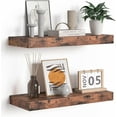 thumbnail image 1 of Floating Shelves - 16 Inch Rustic Brown Wall Shelf - Wall Mounted Shelves for Wall Decor Storage - Wooden Shelves with Invisible Brackets for Living Room, Bedroom, Kitchen, 2 Pack, 1 of 15