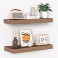 thumbnail image 1 of Floating Shelves - 16 Inch Wall Shelf for Decor & Storage - Wall Mounted Display Shelving with Invisible Heavy-Duty Metal Bracket 2Pack, Walnut, 1 of 7