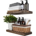 thumbnail image 1 of Floating Shelves 16 inch Long, Distressed,Wide Rustic Wooden Wall Shelves for Bathroom Living Room Bedroom Kitchen Farmhouse Set of 2-16x6.7x1.25 inch-Distressed Walnut, 1 of 12