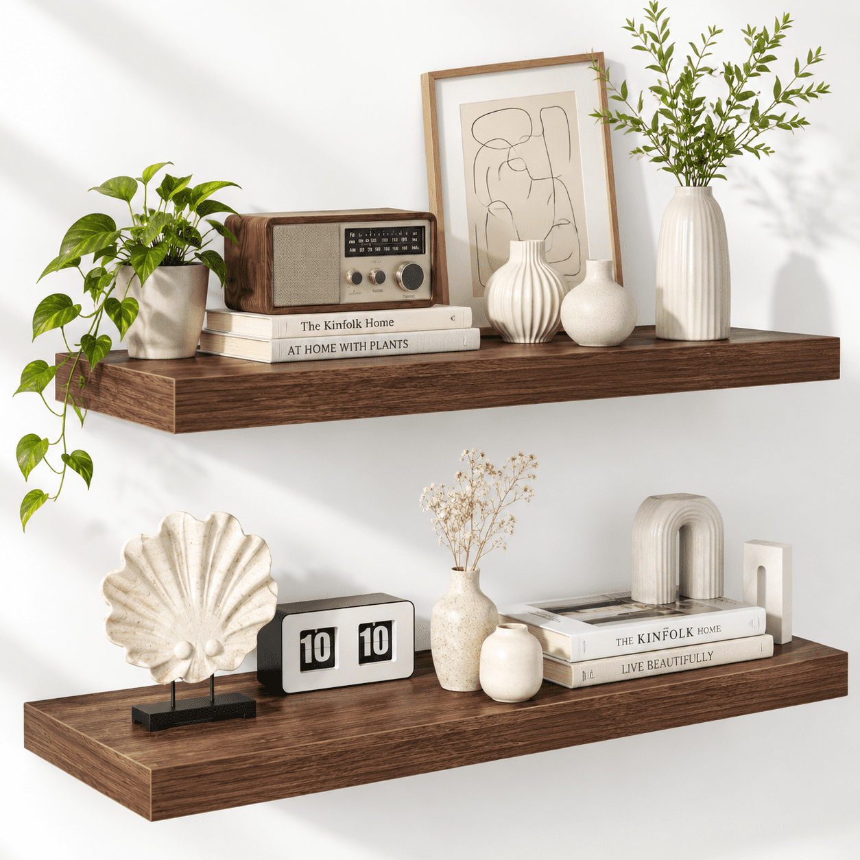 Floating Shelves - 2 Pack 12 Inch Deep Rustic Wooden Wall Extra Deeper