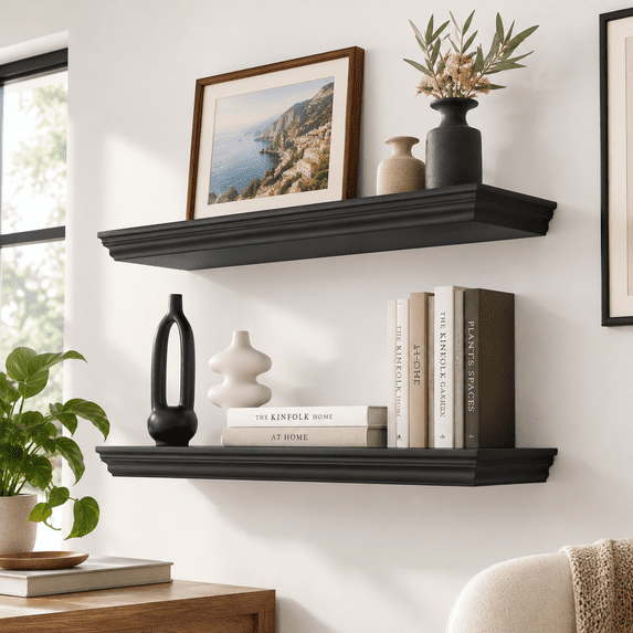 Floating Shelves 24 Inch Long 9.3 Deep Classic Crown Molding For Wall ...