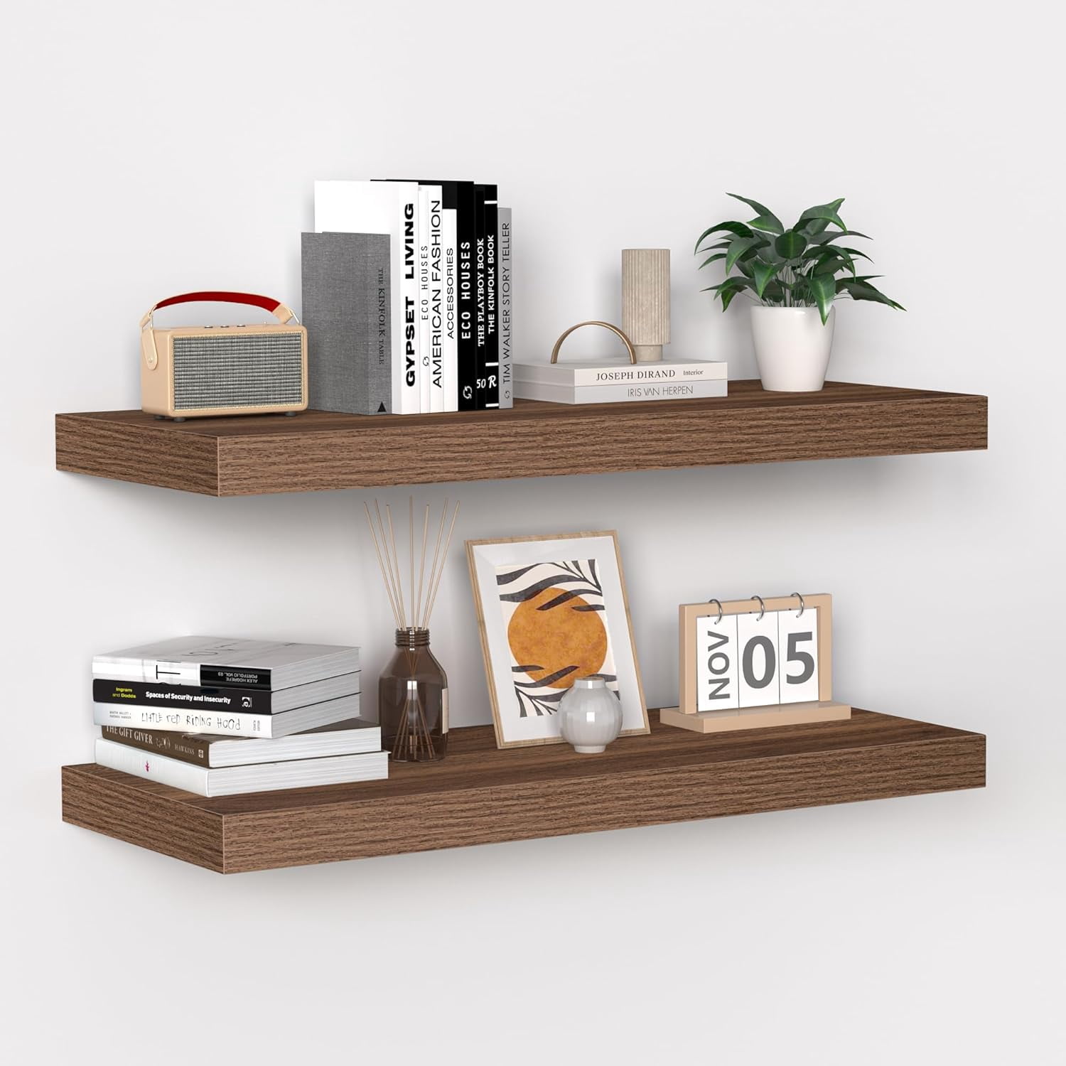 Floating Shelves - 24 Inch Rustic Wooden Wall Shelves - Extra Deeper ...