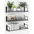 thumbnail image 1 of Floating Shelves - 24 Inch Wall Mounted Set of 3, Rustic Wood Storage Shelves for Living Room (Grey), 1 of 14