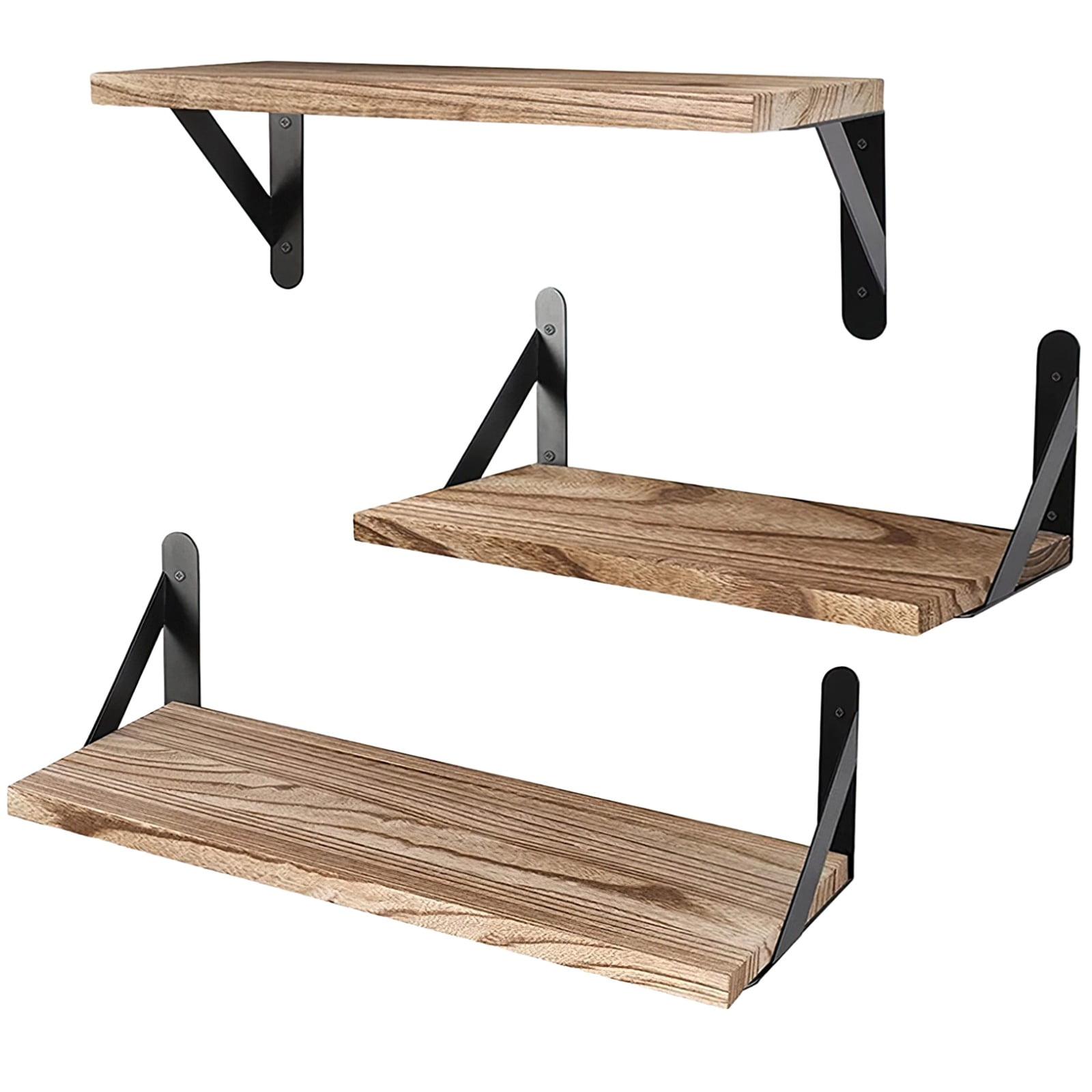 Floating Shelves, 3 Sets of Rustic Wood Wall Mounted Shelf, Decorative ...