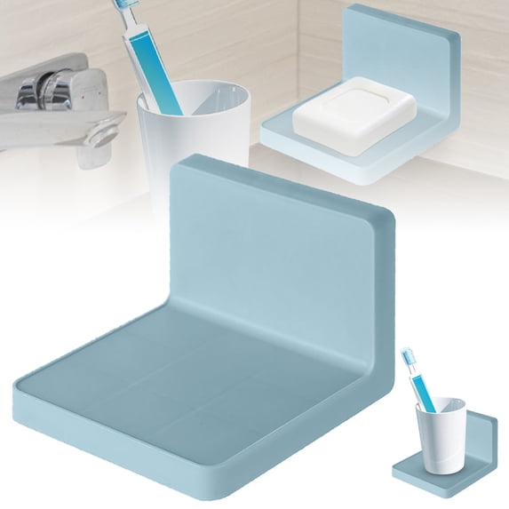 Floating Shelves 4 x 4 x 3 Inch for Wall, Punch Wall Mount Shelf with Self Adhesive Hanger, Waterproof Plastic Floating Shelf for Living Room, Kitchen, Bathroom, Bedroom